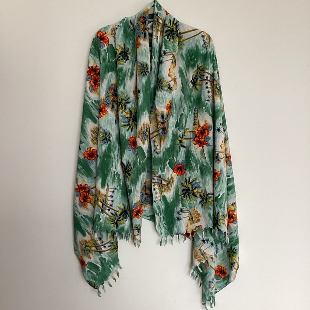 Tropical Print Shawl Scarf Beach Coverup Wrap Summer Travel Vacation